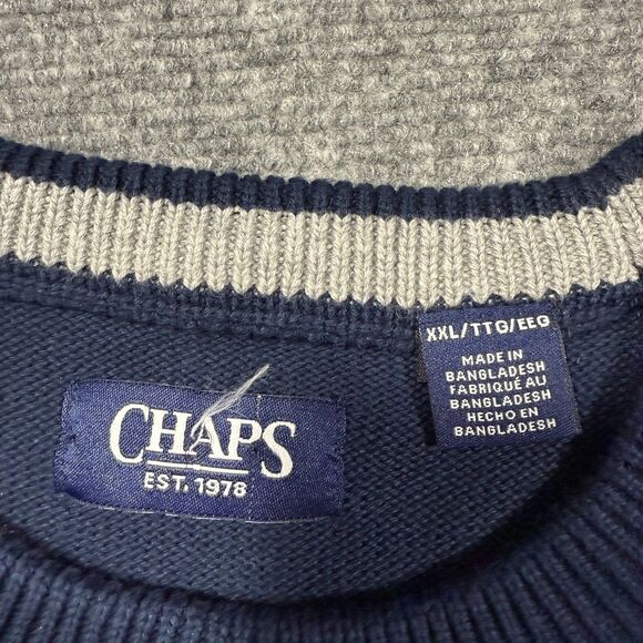 Vtg Chaps American Flag Sweater Mens XXL Blue Crewneck Patriotic USA - Picture 3 of 11